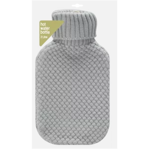 Hot Water Bottle With Teal Knitted Cover 2L