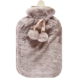Hot Water Bottle With Brown Plush Cover 2L