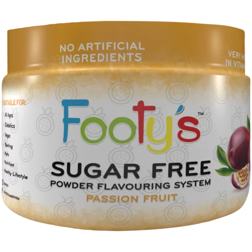 Footy's Passion Fruit Flavoured Sugar Free Powder Drink 170g Footy's Passion Fruit Flavoured Sugar Free Powder Drink 170g