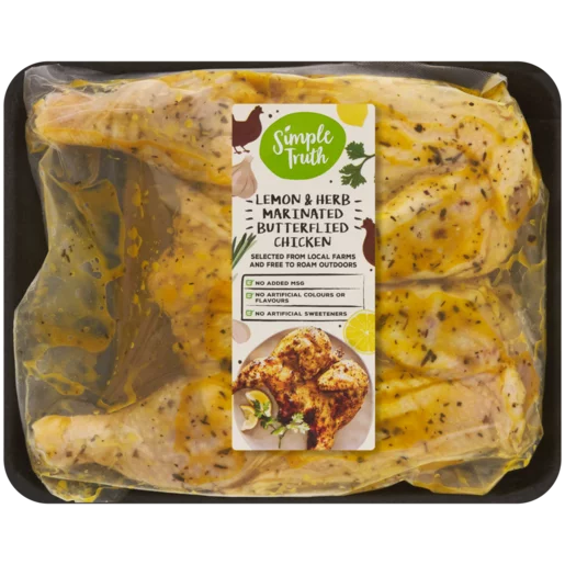 Simple Truth Lemon & Herb Marinated Butterflied Chicken Per kg Simple Truth Lemon & Herb Marinated Butterflied Chicken Per kg