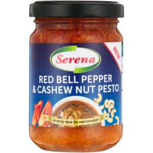 Serena Red Bell Pepper & Cashew Nut Pesto Jar 140g Serena Red Bell Pepper & Cashew Nut Pesto Jar 140g