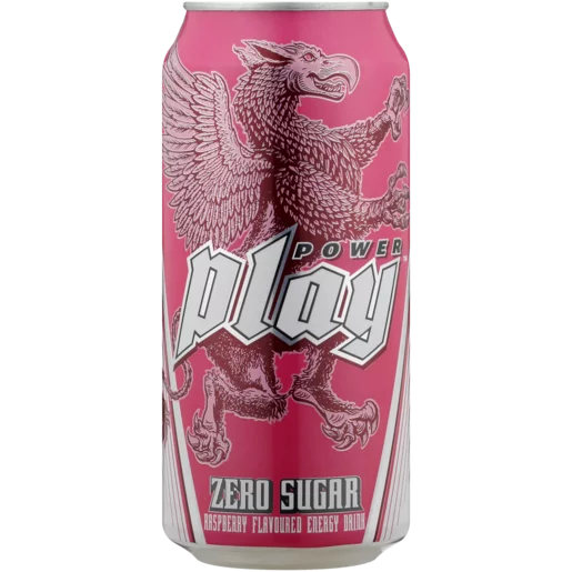 Power Play Zero Sugar Raspberry Flavoured Energy Drink Can 440ml Power Play Zero Sugar Raspberry Flavoured Energy Drink Can 440ml