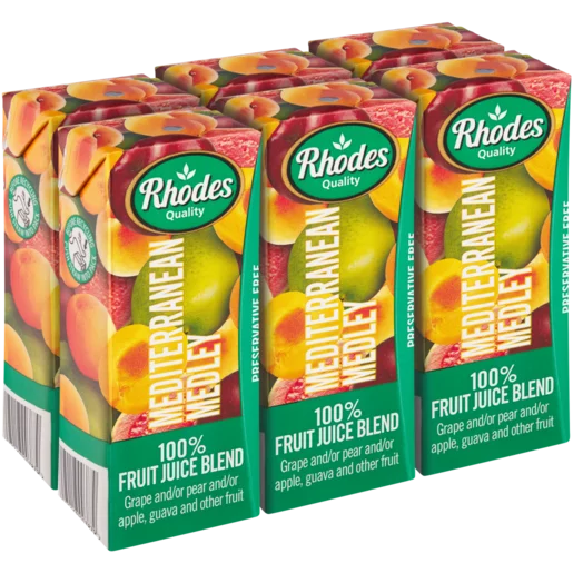 Rhodes Mediterranean Medley 100% Fruit Juice Blend 6x200ml Rhodes Mediterranean Medley 100% Fruit Juice Blend 6x200ml