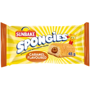 Sunbake Spongies Caramel Flavoured Mini Sponge Cake 45g Sunbake Spongies Caramel Flavoured Mini Sponge Cake 45g