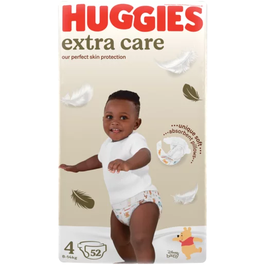 Huggies Extra Care Size 4 Diapers 52 Pack (8-14kg) Huggies Extra Care Size 4 Diapers 52 Pack (8-14kg)