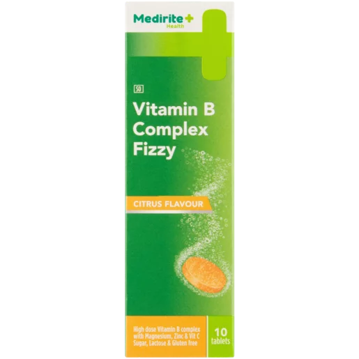 Medirite Health Vitamin B Complex Citrus Flavour Fizzy Effervescent Tablets 10 Pack Medirite Health Vitamin B Complex Citrus Flavour Fizzy Effervescent Tablets 10 Pack