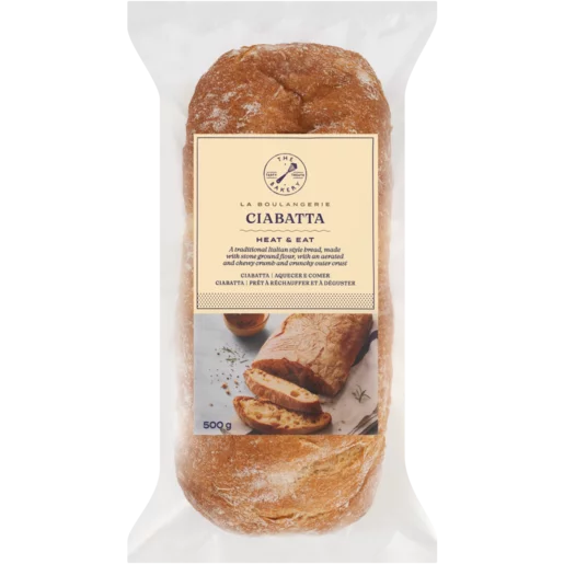 The Bakery Frozen La Boulangerie Heat & Eat Ciabatta Loaf 500g The Bakery Frozen La Boulangerie Heat & Eat Ciabatta Loaf 500g