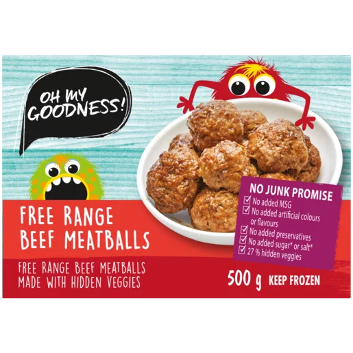 Oh My Goodness! Frozen Free Range Beef Meatballs 500g Oh My Goodness! Frozen Free Range Beef Meatballs 500g