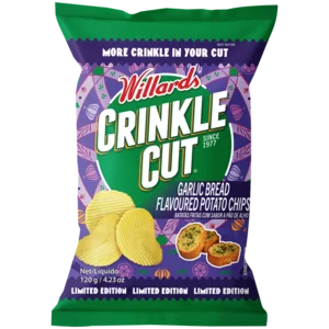 Willards Crinkle Cut Garlic Bread Flavour Potato Chips 120g