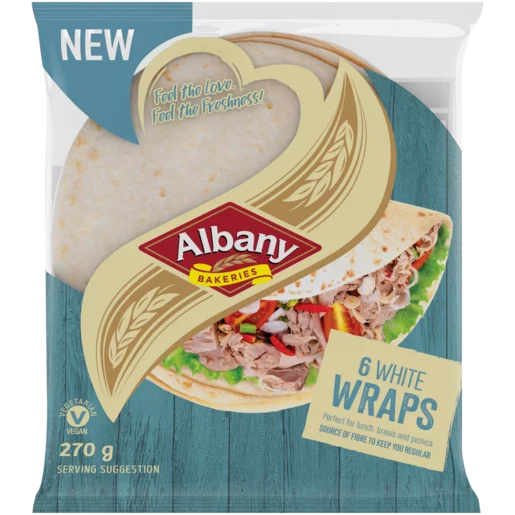 Albany White Wheat Wraps 6x45g Albany White Wheat Wraps 6x45g