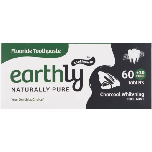 Earthly Charcoal Whitening Cool Mint Fluoride Toothpaste 90 Tablets Earthly Charcoal Whitening Cool Mint Fluoride Toothpaste 90 Tablets