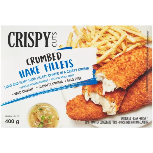 Crispy Cuts Frozen Crumbed Hake Fillets 400g Crispy Cuts Frozen Crumbed Hake Fillets 400g