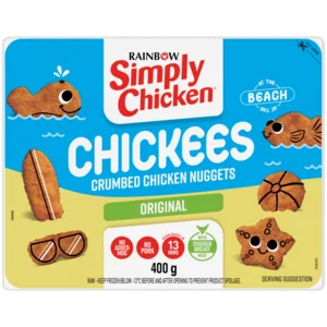 Rainbow Simply Chicken Chickees Beach Crumbed Chicken Nuggets 400g Rainbow Simply Chicken Chickees Beach Crumbed Chicken Nuggets 400g