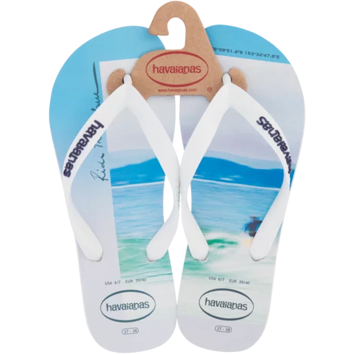 Havaianas Hype White & Blue Men's Sandals Size 4 - 5