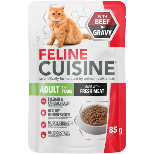 Feline Cuisine Beef in Gravy Adult Wet Cat Food 85g Feline Cuisine Beef in Gravy Adult Wet Cat Food 85g