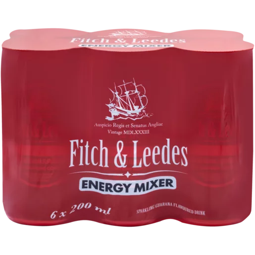 Fitch & Leedes Guarana Flavoured Energy Mixer Cans 6x200ml Fitch & Leedes Guarana Flavoured Energy Mixer Cans 6x200ml