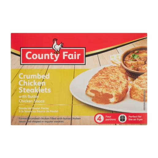 County Fair Frozen Crumbed Chicken Steaklets with Butter Chicken Sauce 360g
