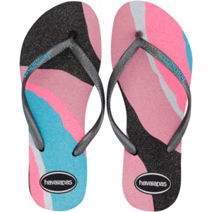 Havaianas Ladies Black Size 8 Slim Palette Glow Sandals 1Pair