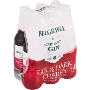 Belgravia London Dry Gin & Dark Cherry Spirit Cooler Bottles 6x275ml Belgravia London Dry Gin & Dark Cherry Spirit Cooler Bottles 6x275ml