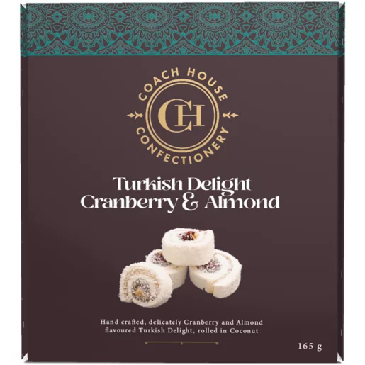 Beyers Coach House Confectionery Cranberry & Almond Turkish Delight 165g Beyers Coach House Confectionery Cranberry & Almond Turkish Delight 165g