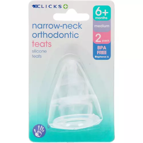 Clicks Narrow-Neck 2 Orthodontic Teats Medium