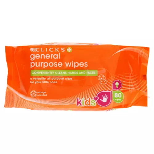 Clicks Kids General Purpose Wipes Orange 80 Wipes Clicks Kids General Purpose Wipes Orange 80 Wipes