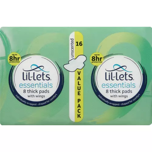 Lil-Lets Essentials Winged Pads Unscented 16 Pads