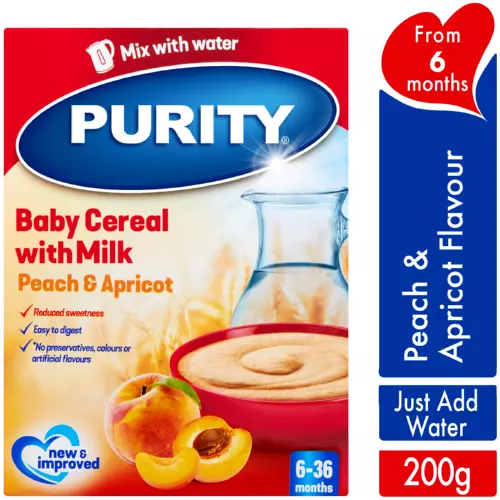 Purity First Foods Baby's First Cereal Peach & Apricot 200g Purity First Foods Baby's First Cereal Peach & Apricot 200g