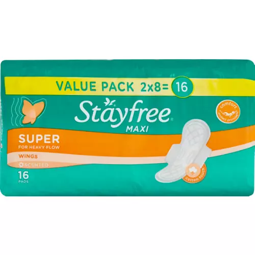 Stayfree Sanitary Pads Maxi Super Long Thick Wings Scented Pack Of 16 Stayfree Sanitary Pads Maxi Super Long Thick Wings Scented Pack Of 16