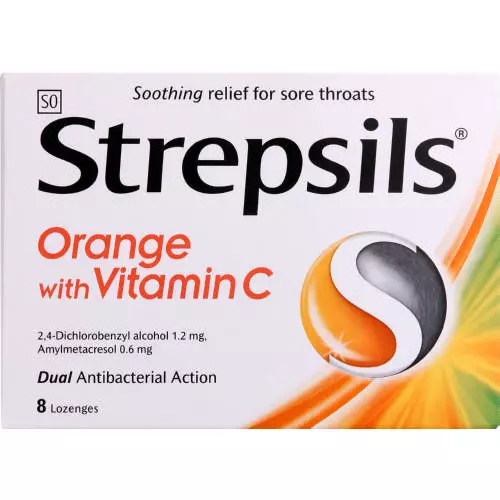 Strepsils Orange With Vitamin C 8 Lozenges