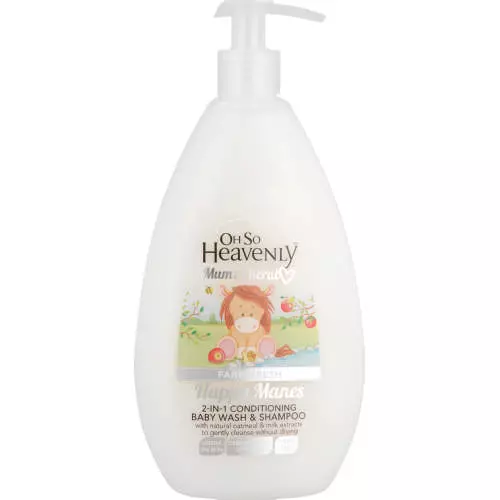 Oh So Heavenly Mum & Cherub 2-In-1 Baby Wash And Shampoo Farm Fresh Happy Manes 500ml Oh So Heavenly Mum & Cherub 2-In-1 Baby Wash And Shampoo Farm Fresh Happy Manes 500ml