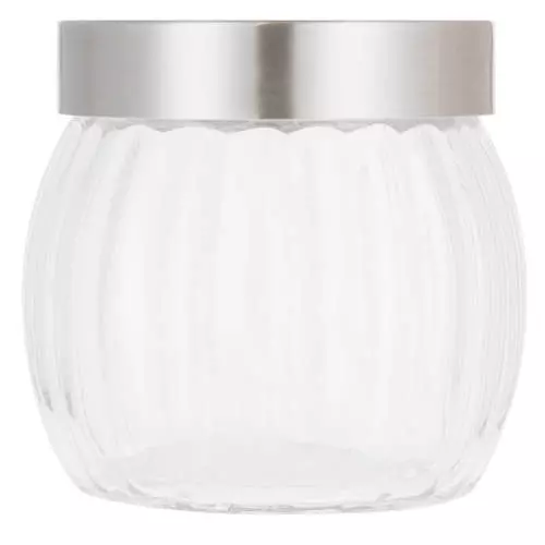 Clicks Ribbed Glass Canister Silver Clicks Ribbed Glass Canister Silver