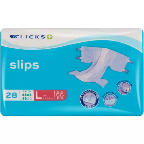 Clicks Incontinence Adult Slips Extra Absorption Large 28 Slips Clicks Incontinence Adult Slips Extra Absorption Large 28 Slips