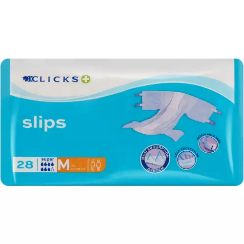 Clicks Incontinence Adult Slips Super Absorption Medium 28 Slips Clicks Incontinence Adult Slips Super Absorption Medium 28 Slips