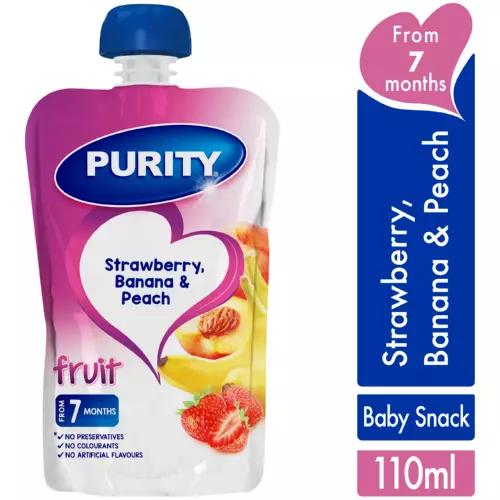 Purity Pureed Baby Food Strawberry, Banana & Peach 110ml