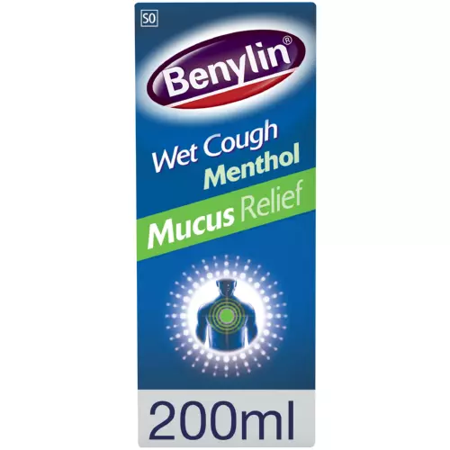 Benylin Wet Cough Syrup Mucus Relief Menthol Flavor 200ml