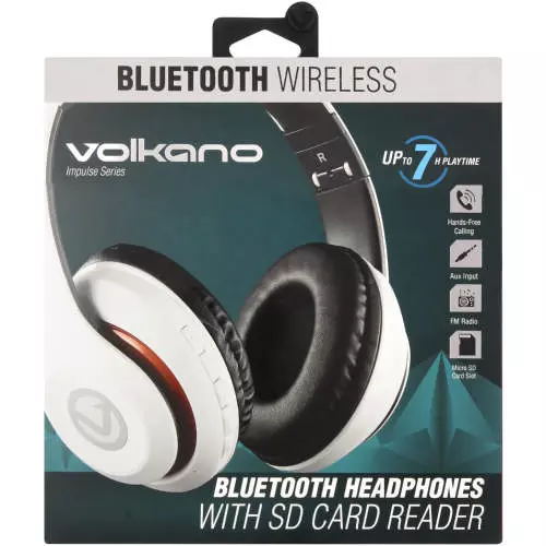 Volkano Impulse Bluetooth Headphones White Volkano Impulse Bluetooth Headphones White