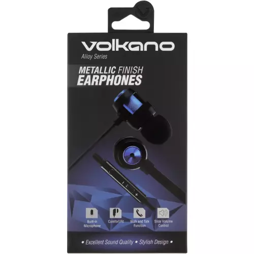 Volkano Alloy Series Aux Earphones Blue Volkano Alloy Series Aux Earphones Blue