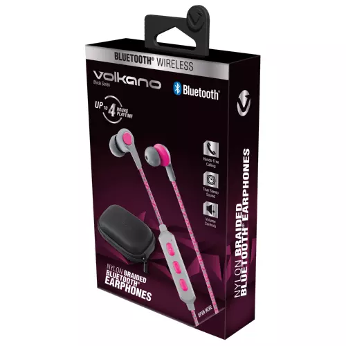 Volkano Moda Series Nylon Bluetooth Earphones Pink Volkano Moda Series Nylon Bluetooth Earphones Pink