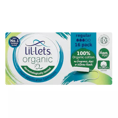 Lil-Lets Organic Non-Applicator Tampons Regular 16 Tampons