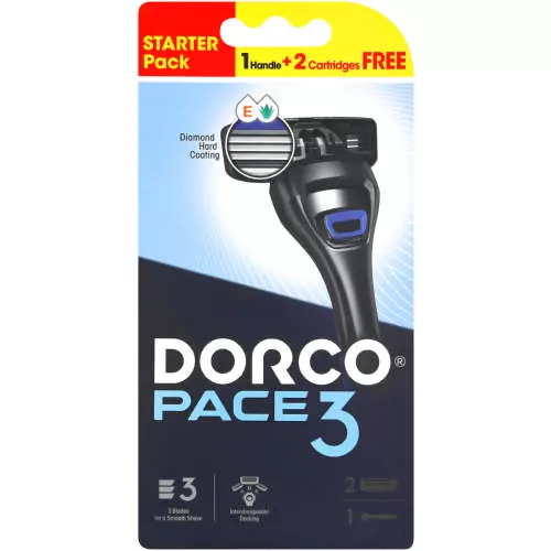 Dorco Pace 3 Handle & 2 Cartridges Starter Pack Dorco Pace 3 Handle & 2 Cartridges Starter Pack
