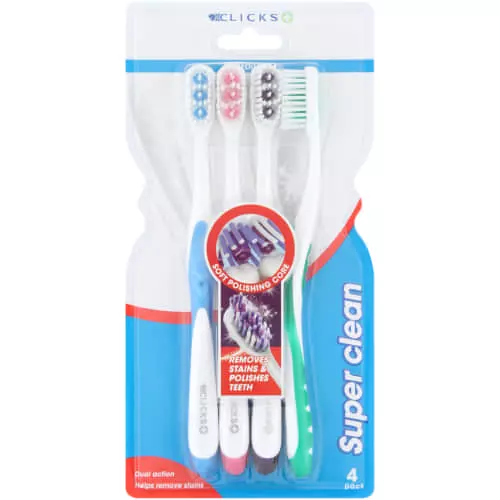 Clicks Super Clean Toothbrush 4 Pack Clicks Super Clean Toothbrush 4 Pack