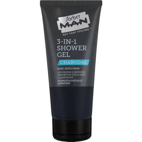 Sorbet Man 3 In 1 Wash Charcoal 200ml
