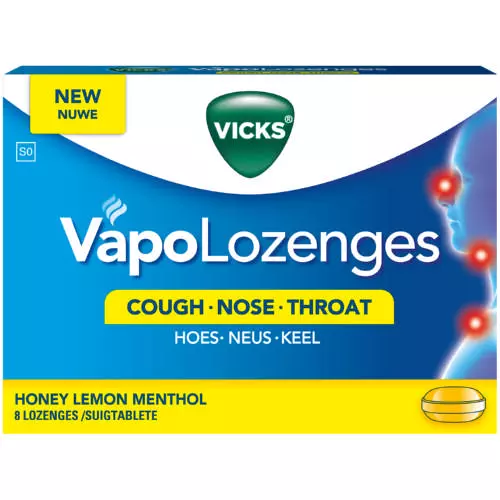 Vicks Vapolozenges Honey & Lemon 8 Lozenges Vicks Vapolozenges Honey & Lemon 8 Lozenges