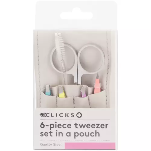 Clicks Body Essentials Tweezer Set with Pouch 6 piece Clicks Body Essentials Tweezer Set with Pouch 6 piece