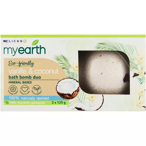 Clicks MyEarth Bath Bomb Vanilla & Coconut 2x125g