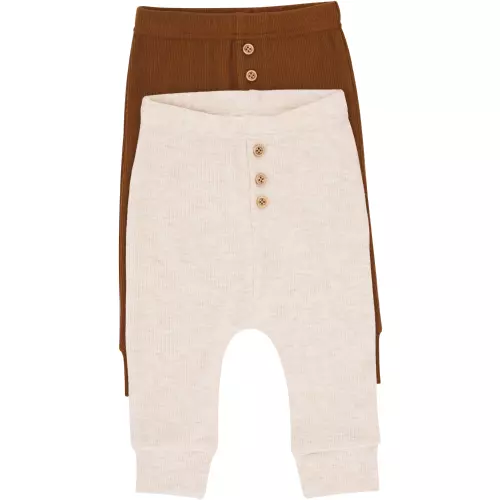 Made 4 Baby Unisex 2 Pack Henley Leggings Plain Oatmeal 12-18M