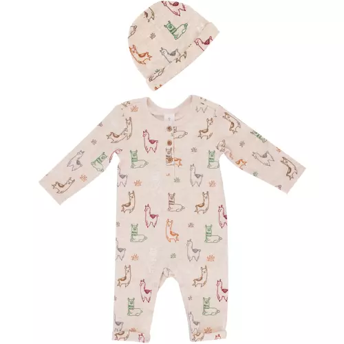 Made 4 Baby Unisex Lama Sleepsuit & Beanie Oatmeal 12-18M Made 4 Baby Unisex Lama Sleepsuit & Beanie Oatmeal 12-18M