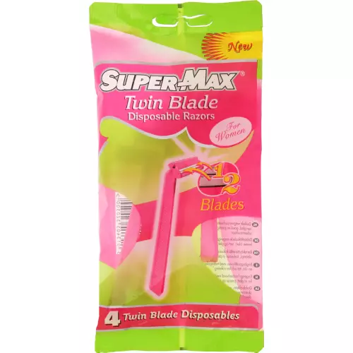 Super-Max Twin Blade For Women 4 Disposable Razors Super-Max Twin Blade For Women 4 Disposable Razors