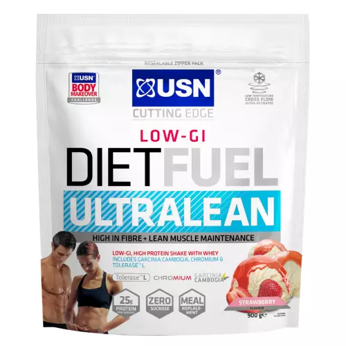 USN Diet Fuel Ultralean Low G.I Weight Control Shake With Whey Protein Strawberry 900g USN Diet Fuel Ultralean Low G.I Weight Control Shake With Whey Protein Strawberry 900g